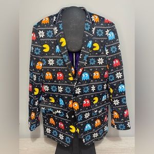 SUITMEISTER PAC-MAN Men’s Suit Jacket Size M 40 “RARE” Christmas Blazer Slim Fit